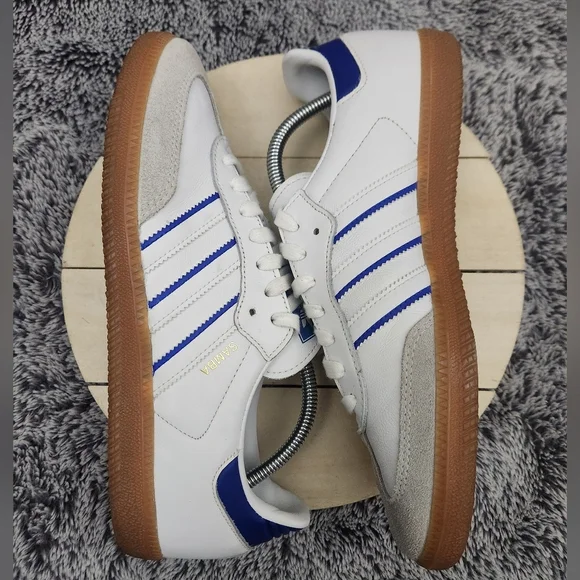 Adidas Samba Flat White Lucid Blue Shoes Men's Size 9.5 - Picture 5 of 9